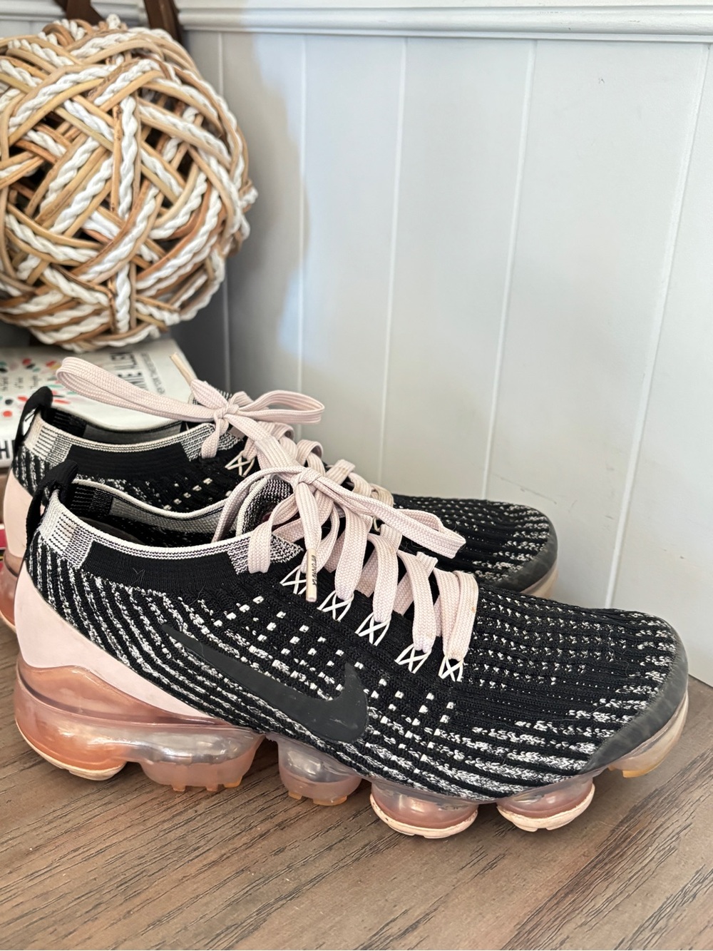 Nike Air VaporMax Flyknit 3 In Black Barely Rose Women's US Size 7